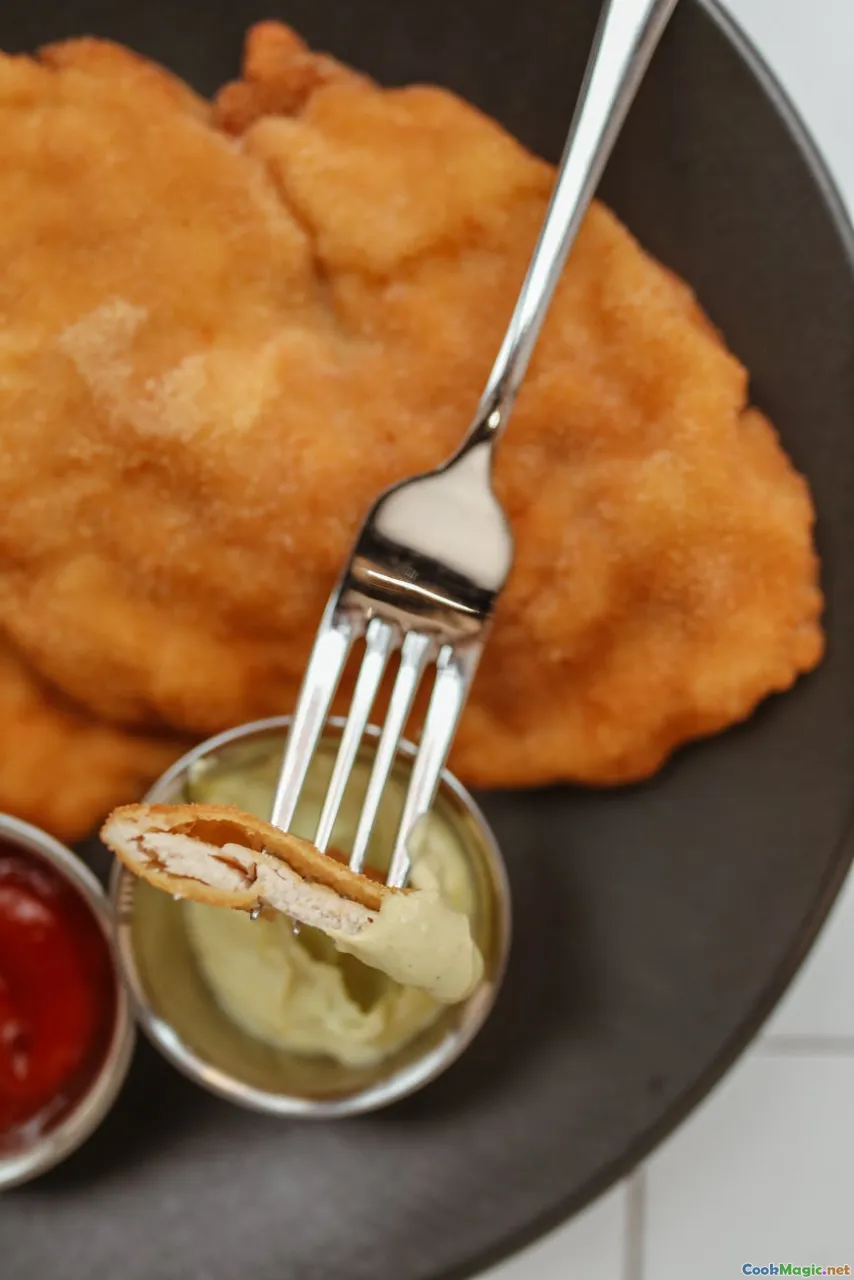 breading technique, cooking process, schnitzel plating