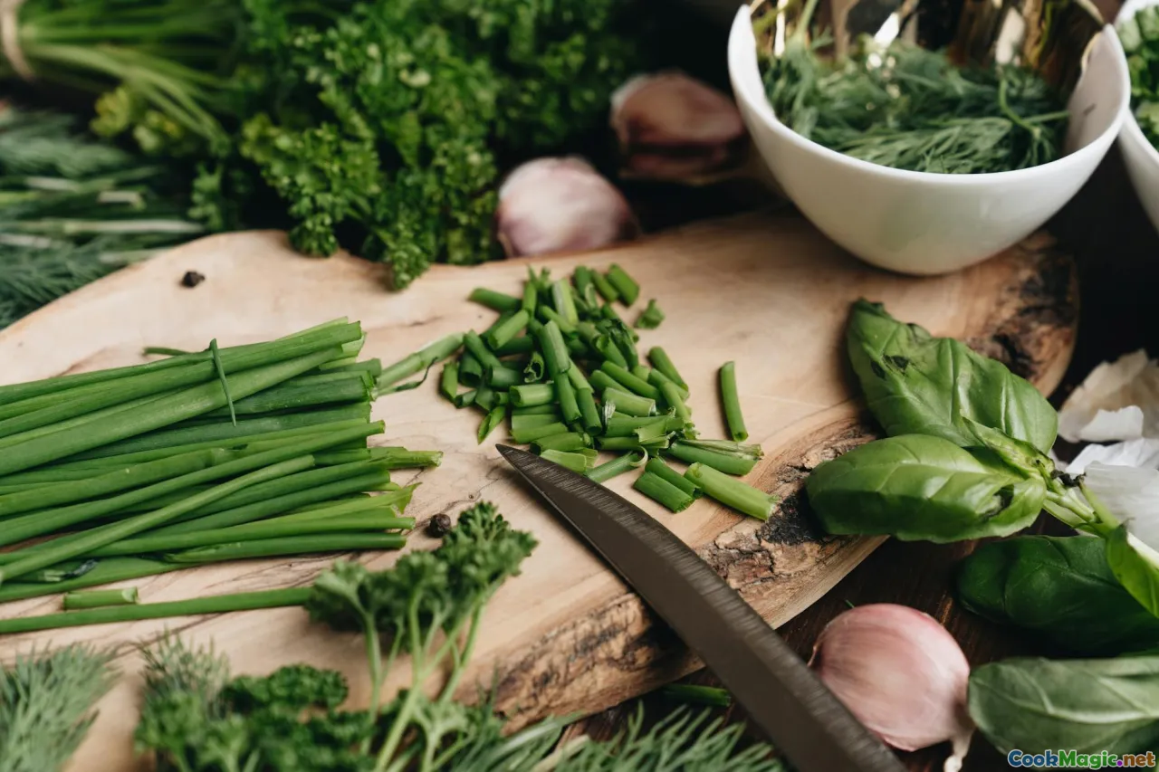 chopping, knife, cutting board, parsley