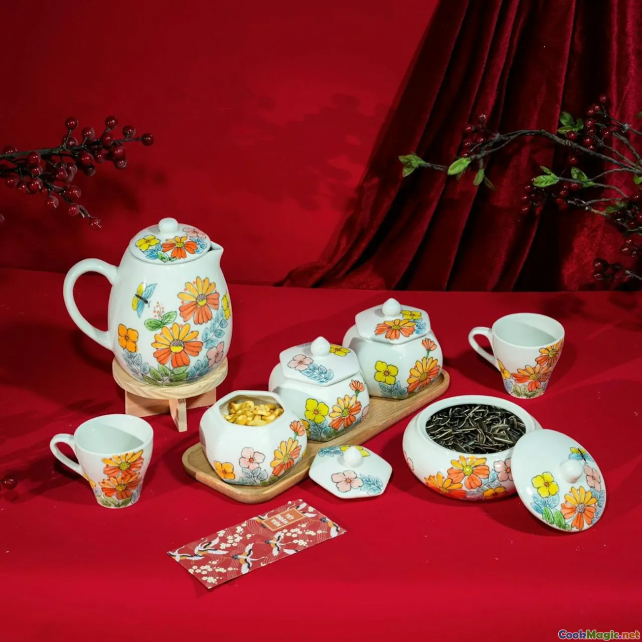 colorful cups, cultural patterns, vibrant tableware