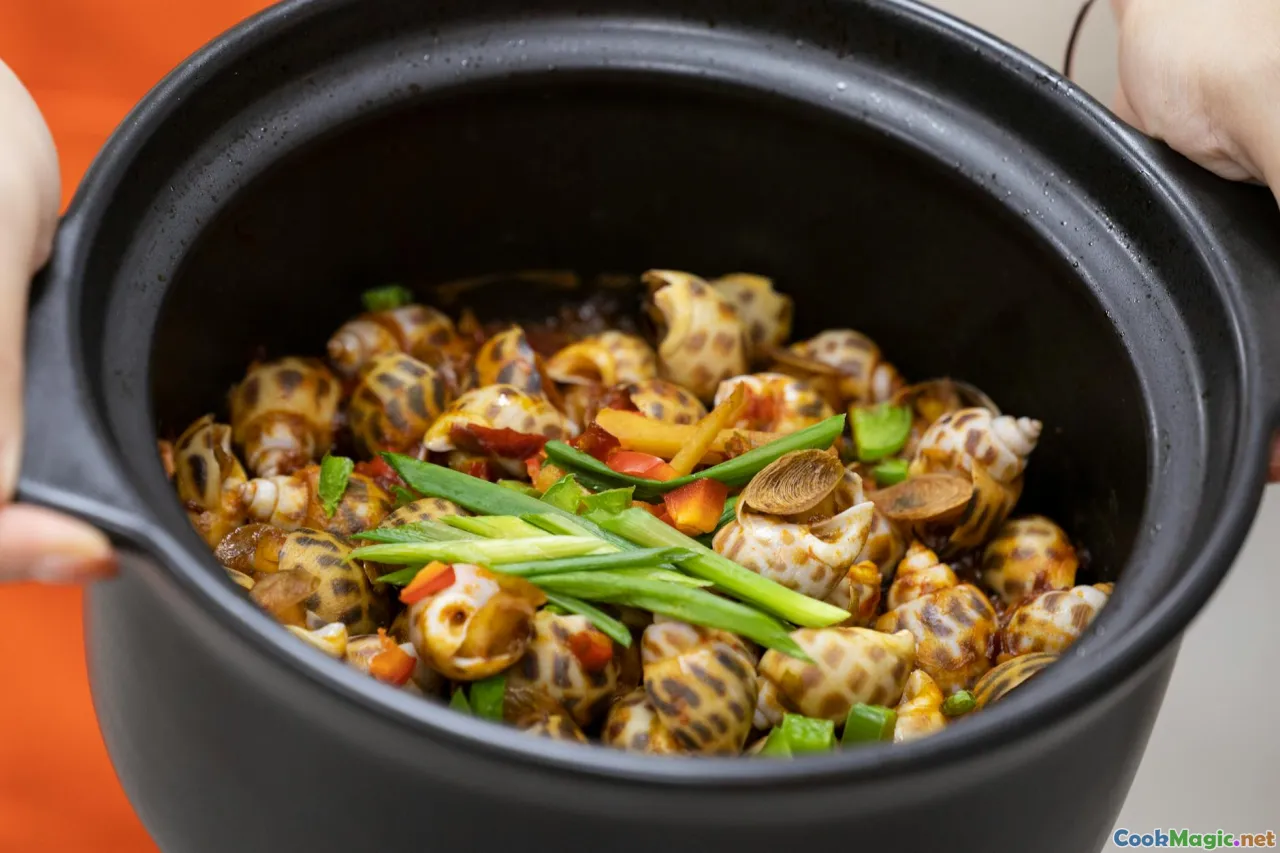 conch shell, sauté, stewing, traditional dish