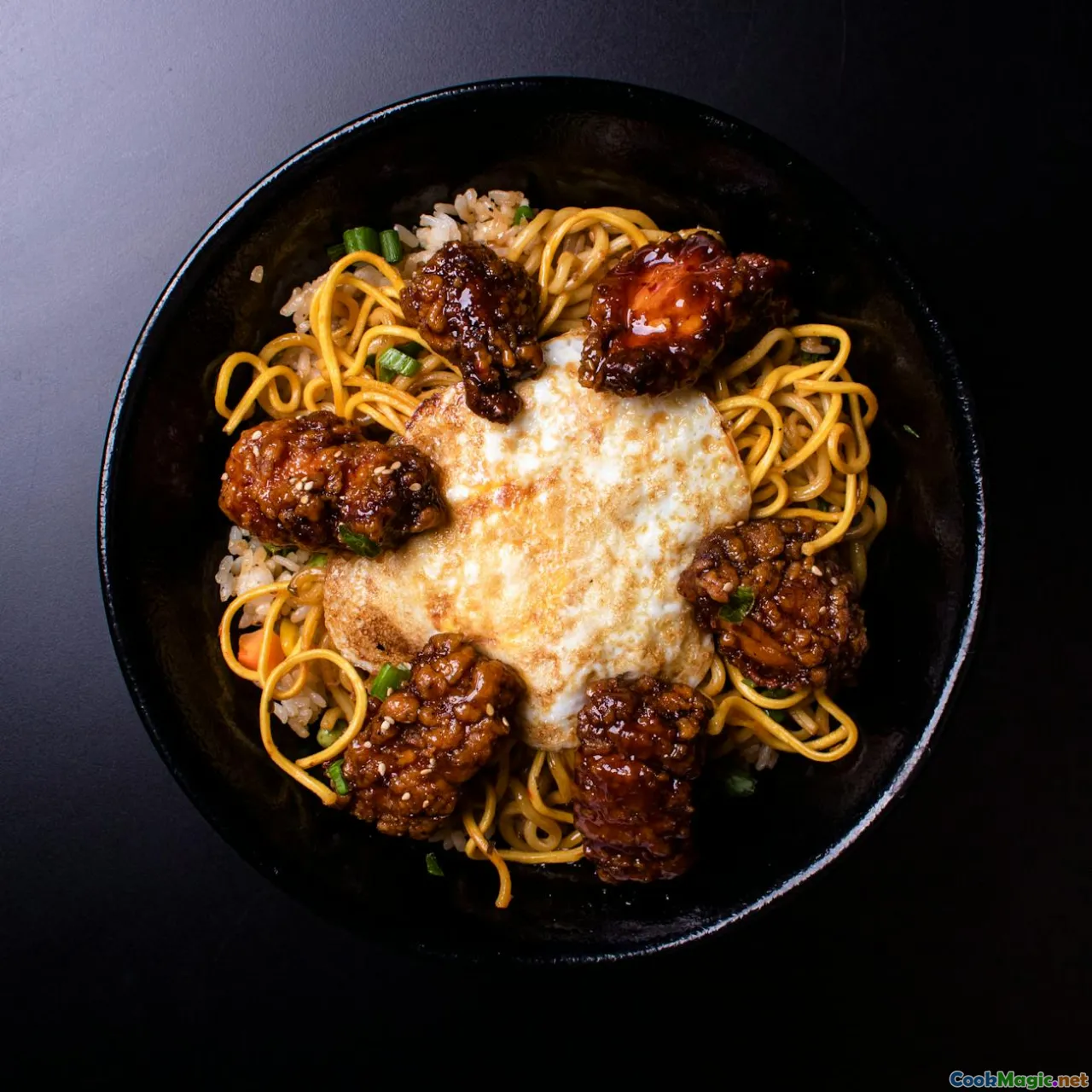 egg ribbons, sauce texture, wok stir