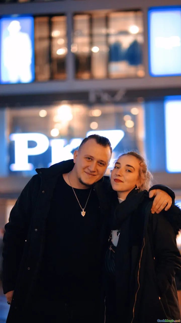 family bonding, evening street scene, smiling faces