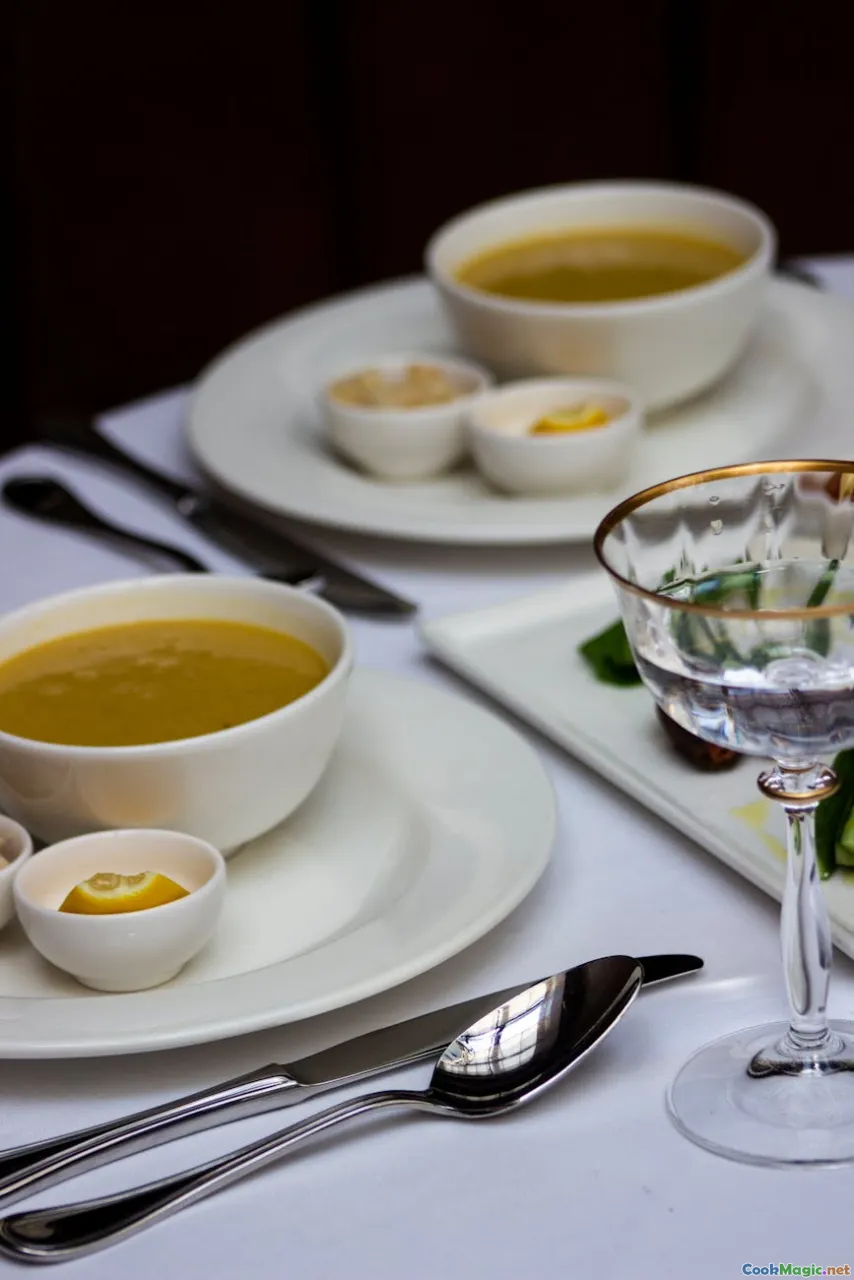 family table, Sunday lunch, soup course, spoon