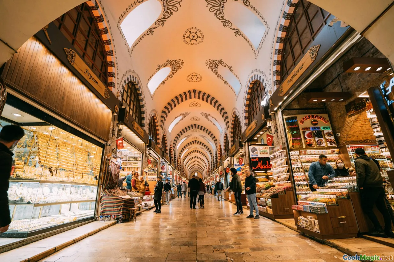 Istanbul Grand Bazaar, Turkish spices, traditional textiles, jewelry, tourists