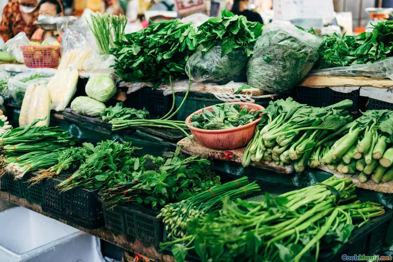 kale, spinach, bok choy