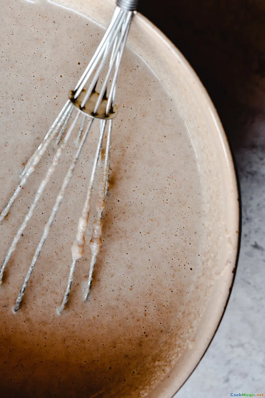 pancake batter, whisking, vintage mixing bowl, golden pancakes