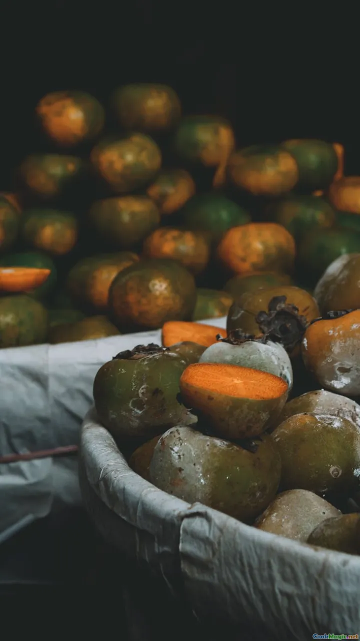 persimmon, Uzbek market, colorful produce, traditional market