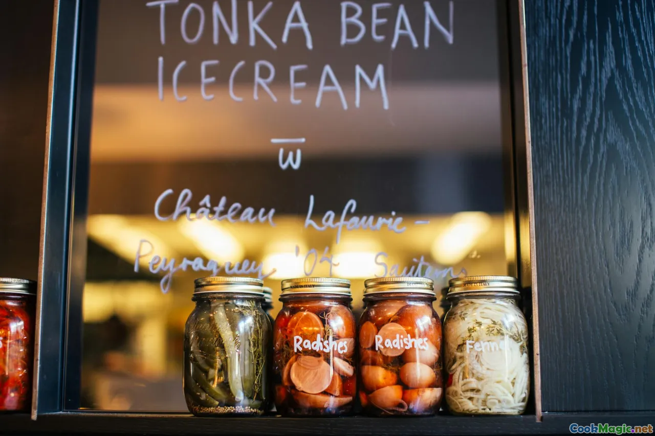 pickles, torshi, radishes, glass jars