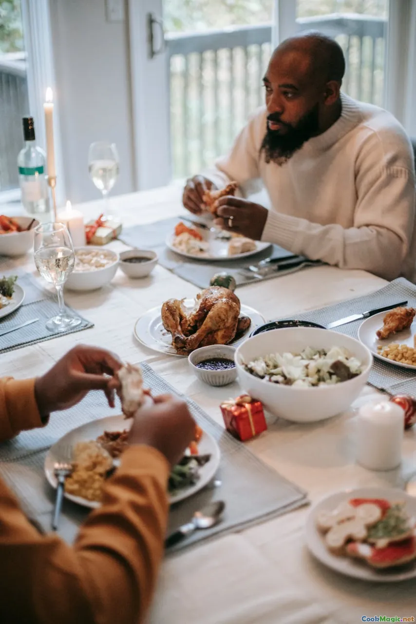 plated meal, traditional serving, surrounded by sides