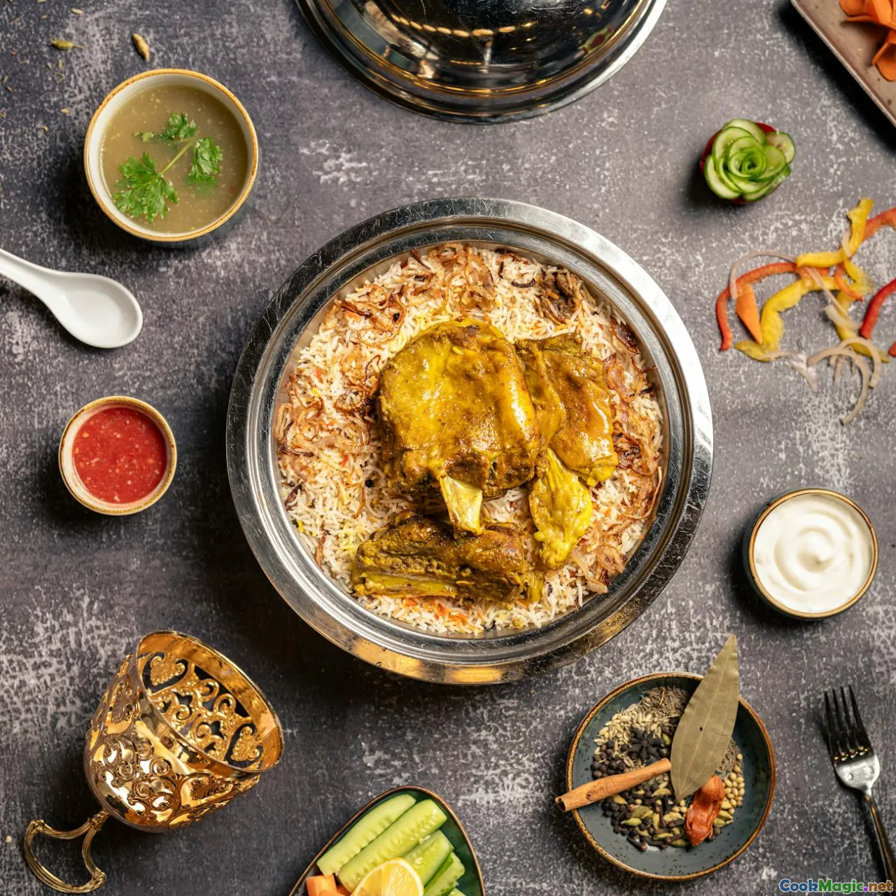 prep bowls, mise en place, clock, herbs