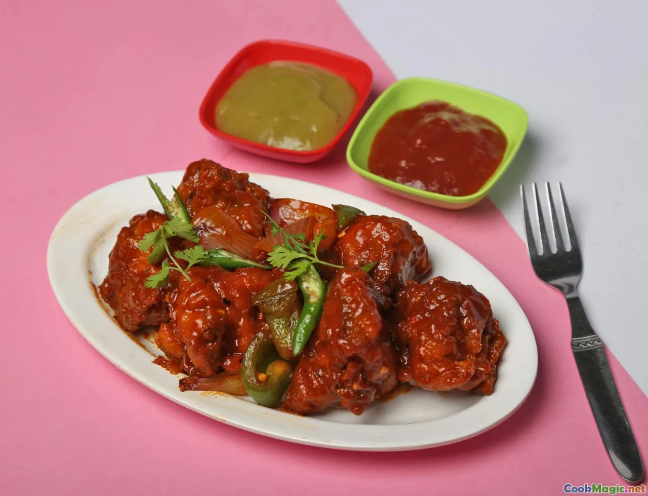 regional map, bowls of sauces, cilantro, bell pepper