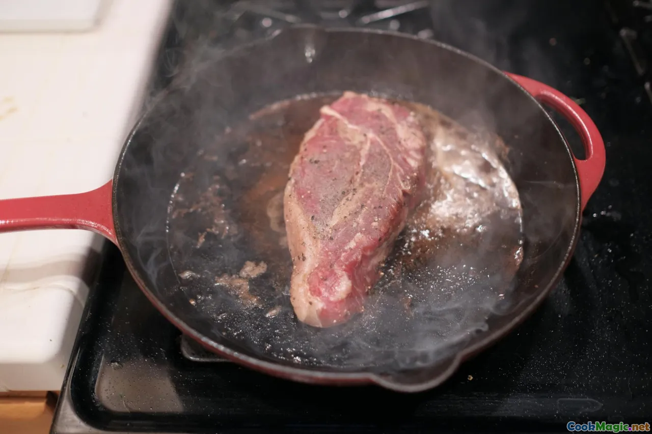 searing meat, caramelization, cast iron skillet, browning beef, steak searing