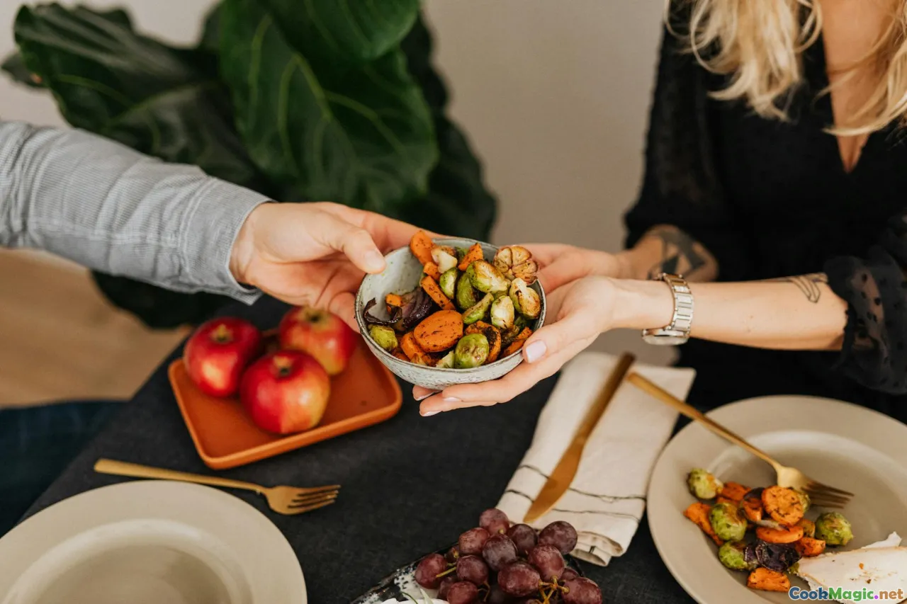 shared table, closing scene, spice bowls, hands serving