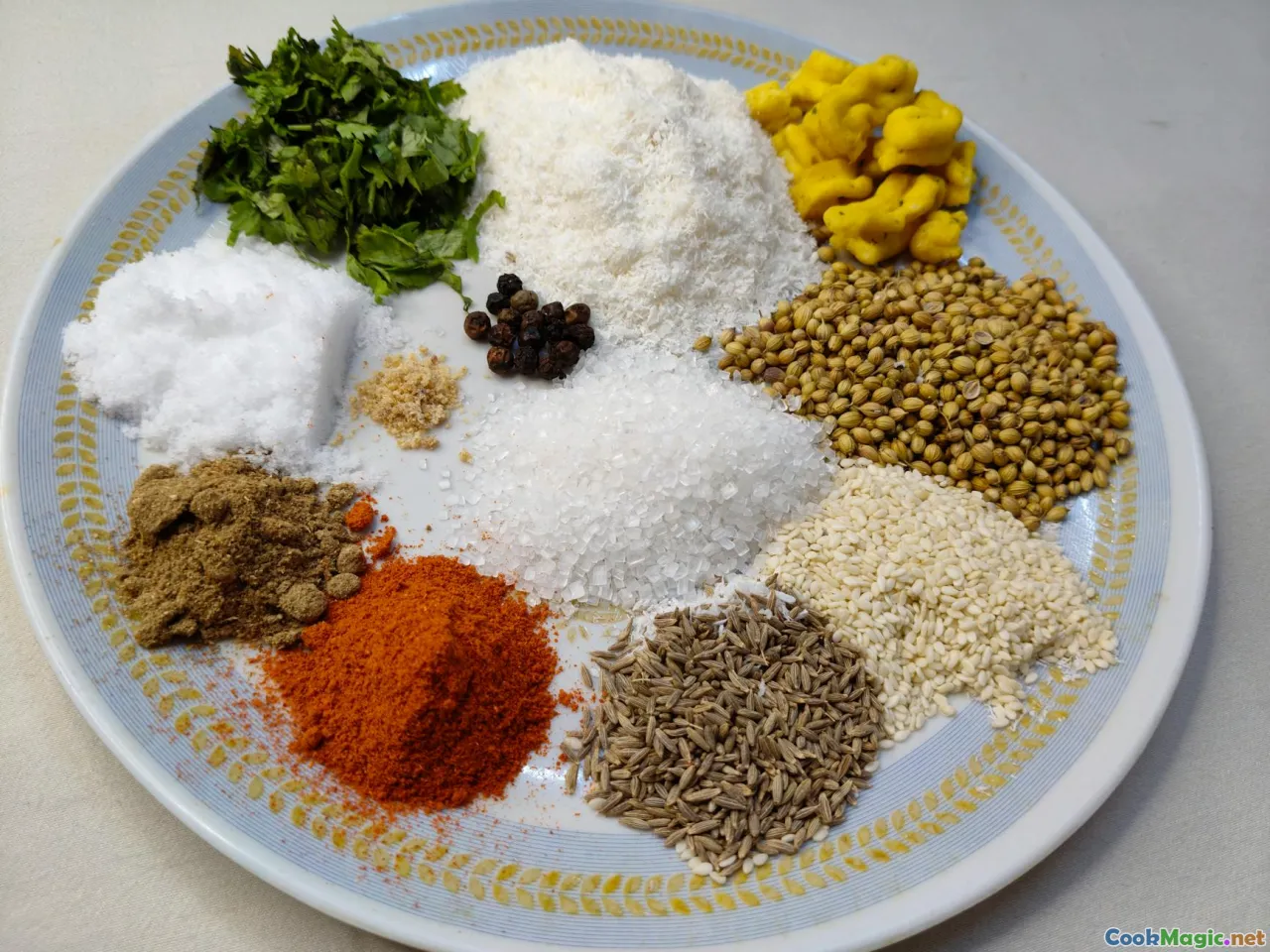 spices, key condiments, fresh ingredients