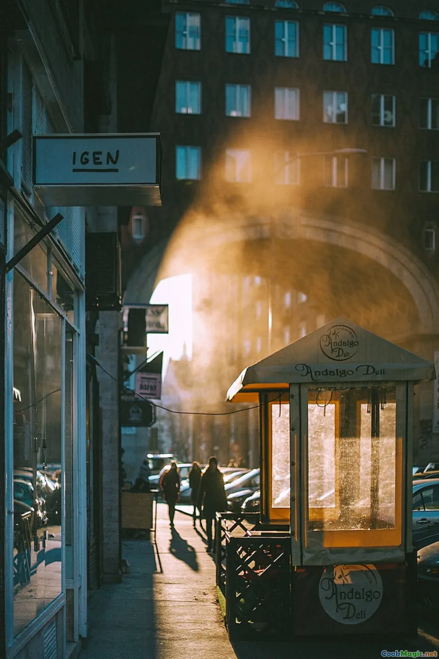 sunrise, street vendors, steam, griddle