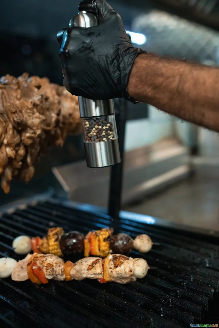 suya preparation, spice mix, grilling meat