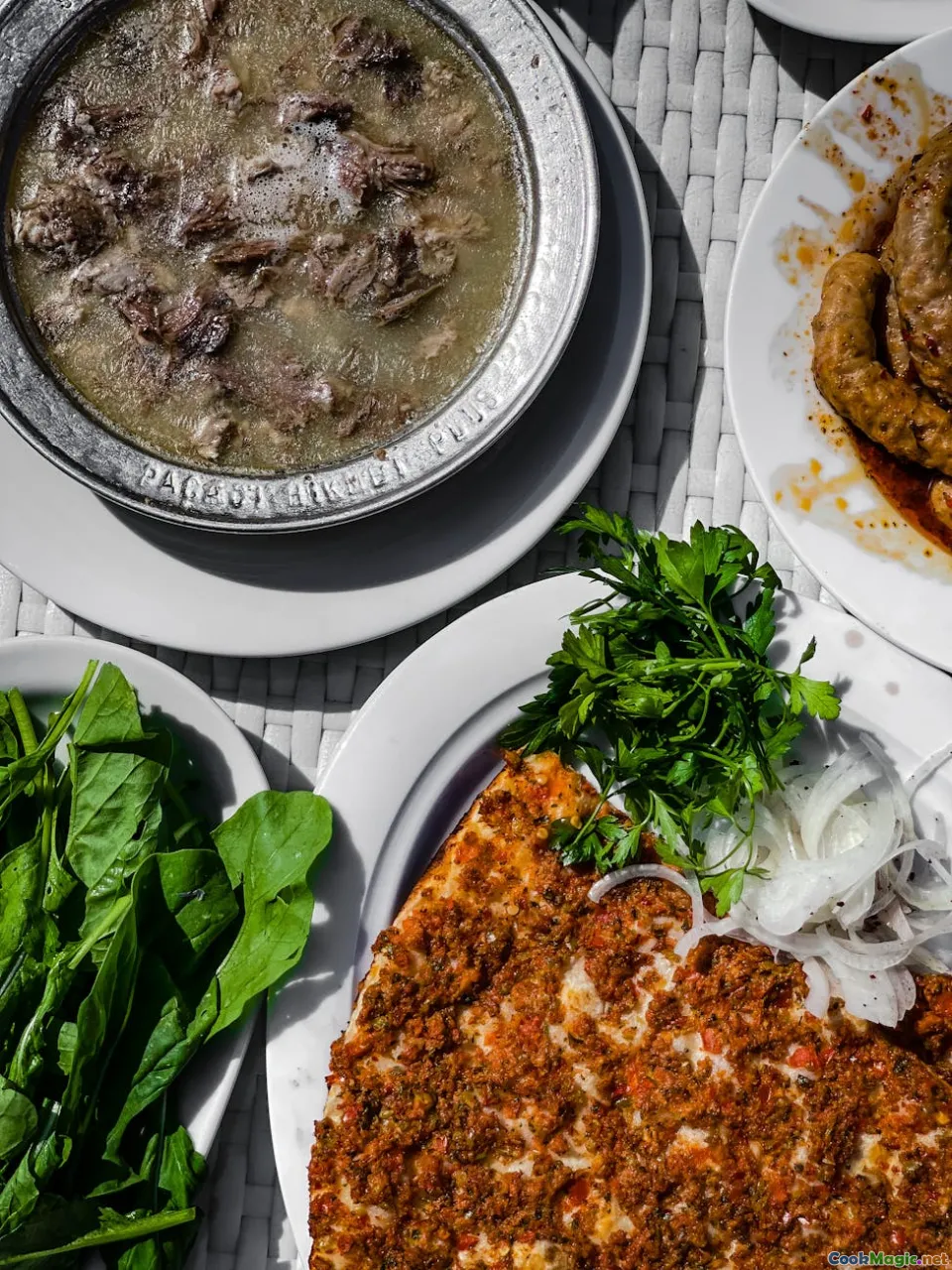 vegetables, garnishes, colorful plated dishes