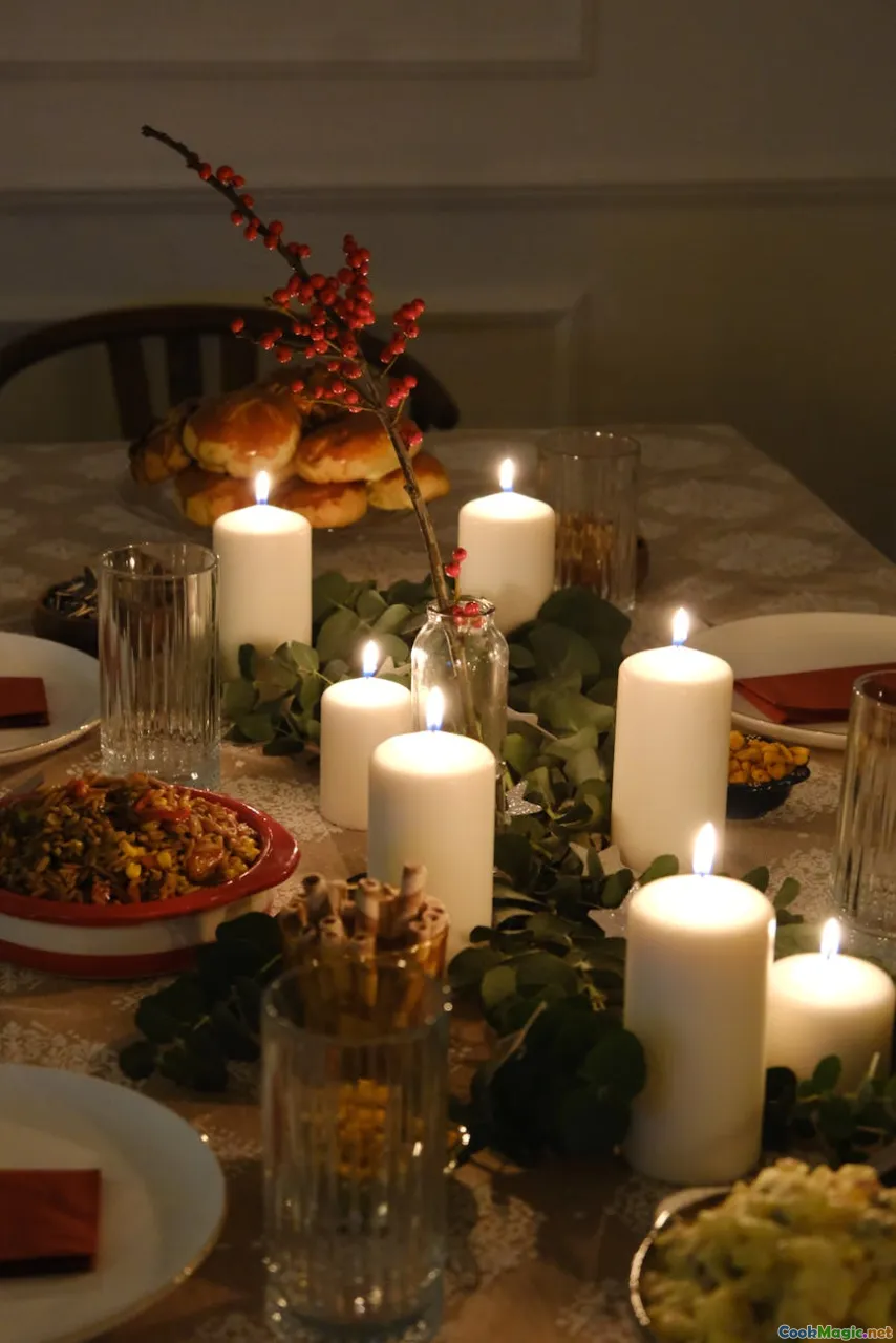 winter table, pickles, vodka, rye bread