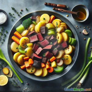 阿伯丁安格斯牛肉火锅，配威士忌和根茎蔬菜