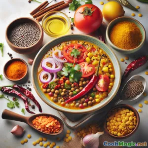 Amber Daal Panchmel Tadka mit rauchigem Ghee