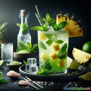 Refraîchissant andin à l'ananas et à la menthe avec des bulles de Panela