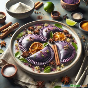 Api de milho roxo com empanadas de queijo derretido