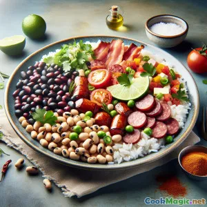 巴西东北部米饭与豆类配烤 Coalho 奶酪