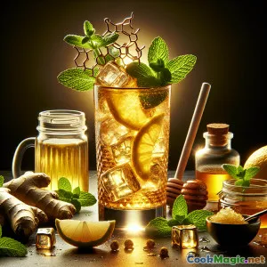 Cresta Dourada Boêmia: Elixir Efervescente de Gengibre e Mel