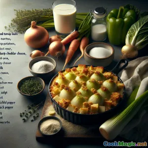 Earthy Braised Turnip Leaf Casserole with Cheddar