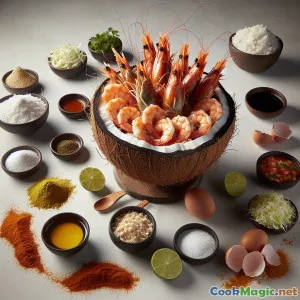 Golden Salvadoran Coconut Crusted Shrimp
