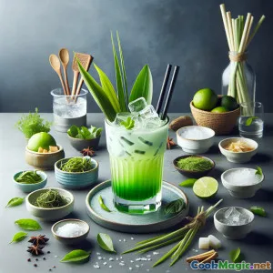 Fizz mit Pandan-Kokoscreme und Limette