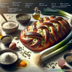 炭烤大葱和哈瓦蒂奶酪的编织鲁格布鲁德