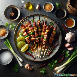 Espetinhos de Pato com Capim-Limão Picante e Defumado