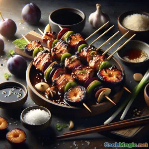 Charred Plum Hoisin Yakitori Skewers: Summer Grilled Delight