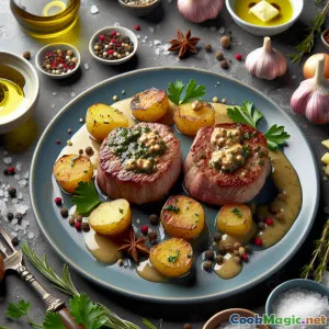 Médaillons de veau à la moutarde alpine de Chur avec rösti aux herbes