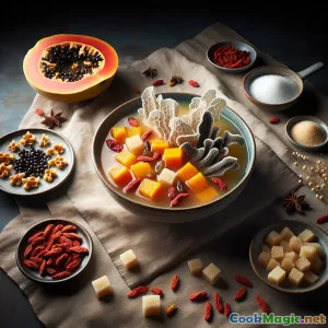 Soupe Douce Chinoise et Délicate de Champignon Nuage et Papaye