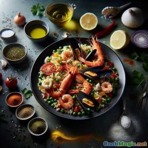 Морепродукты с кумином и испанским акцентом в ризотто