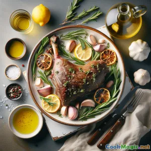 Вкусное запечённое мясо козлёнка с кислым лимоном и ароматным розмарином