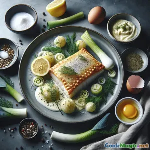 Dauphin : Poisson en croûte de pâte feuilletée croustillante avec crème de poireau