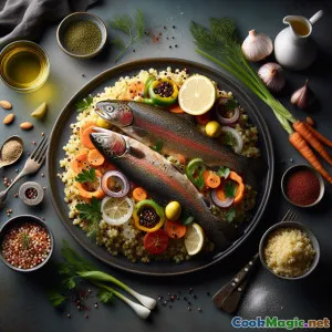 德拉肯斯堡鳟鱼配柑橘香草高粱米饭