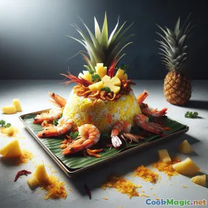 Nasi Ulam Tropicale con gamberetti secchi e ananas