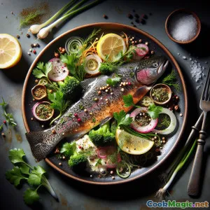 德里纳河鳟鱼配野生香草和柠檬