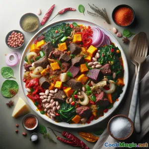 Misto de Egusi com Carne de Cabra