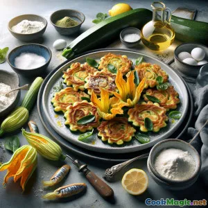 Knusprige Zucchiniblüten-Fritters im Teigmantel