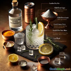 Garonne-Fluss-Glitzern: Sprudelnder Englischer Botanischer Cocktail