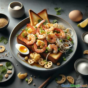 Goldener Lotus-Garnelen-Toast mit Sesamblütenblättern