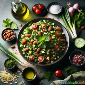 Receta de Ensalada de Tabulé de Almendra Verde de Primavera