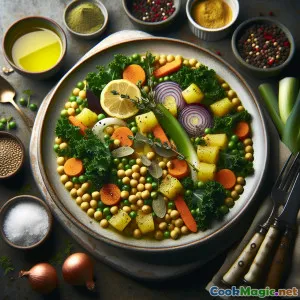 हार्दिक केल और पीली मटर का पोटेज