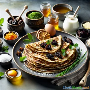 Crepes Rústicos de Ervas com Recheio de Ameixa com Mel