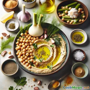 Houmous Velouté à l'Huile de Fenouil Rôti Infusée